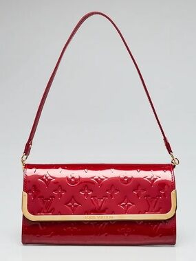 ‼️Authentic Louis Vuitton Red Vernis Rossmore MM Pomme D’Amour Shoulder Bag